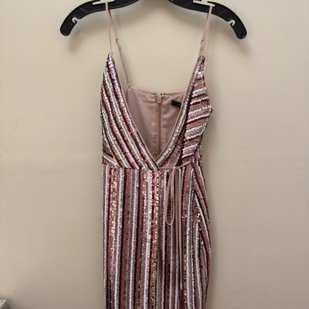 BCBGMaxAzria multicolor pink sequins wrap mini dress - Picture 2 of 10